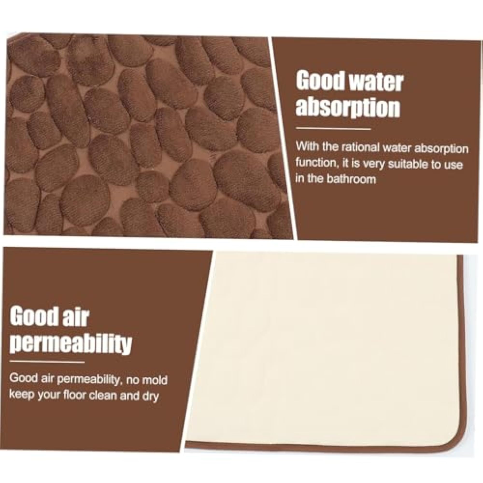 Memory Foam Bath Mat, Cobblestone Design
